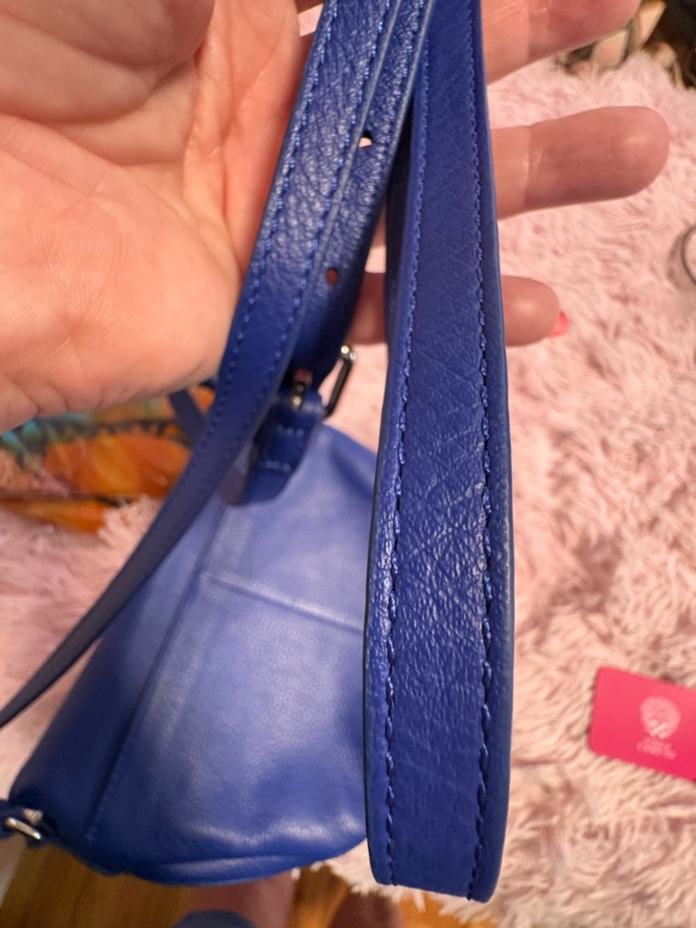 Vince Camuto Cobalt Blue Pebbled Leather Crossbody - Picture 11 of 14